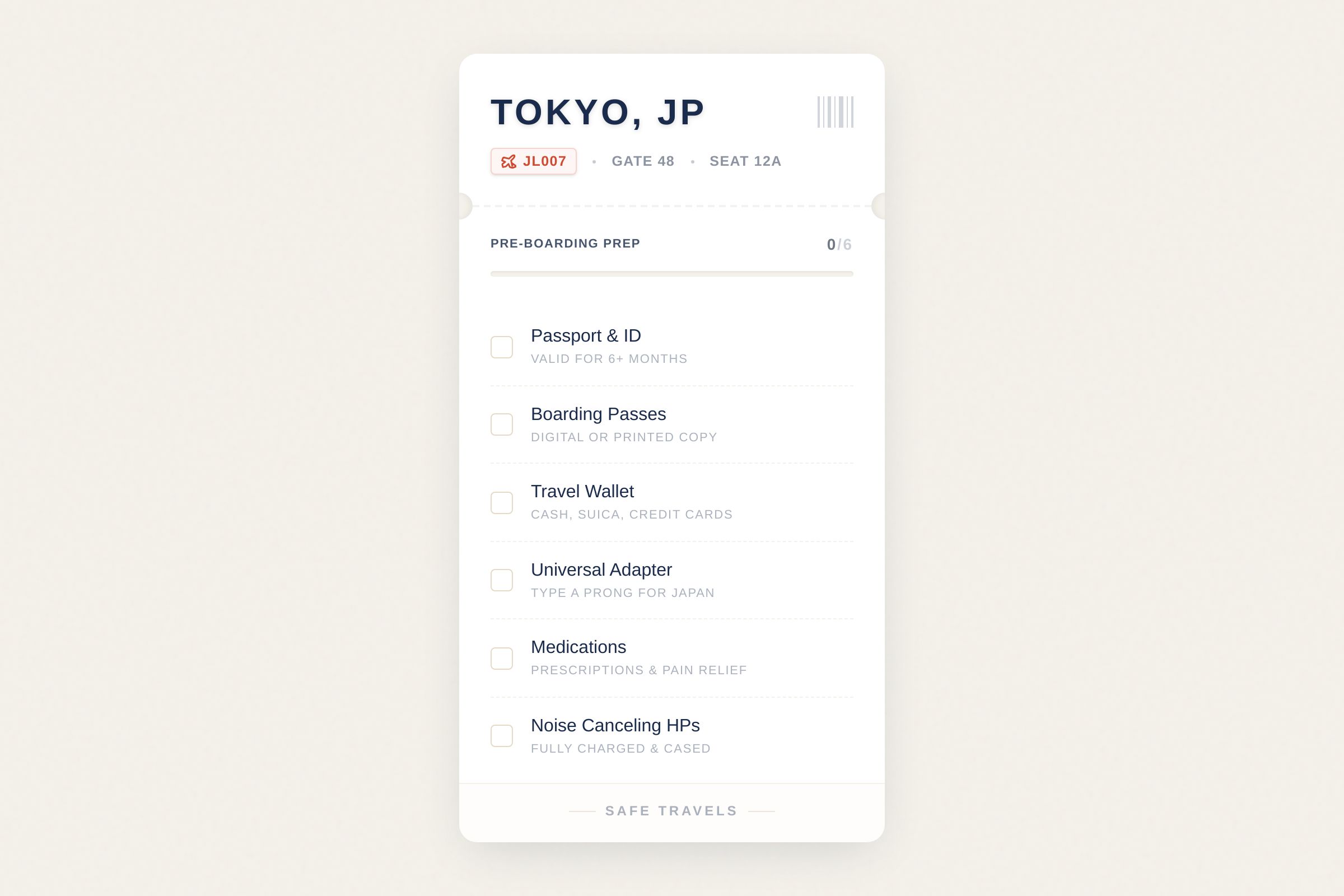 Pocket Travel Checklist