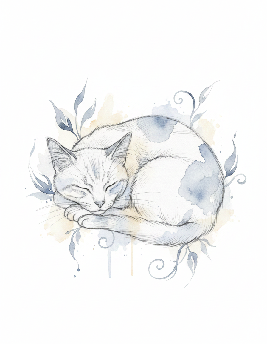 Senior Cat Illustration