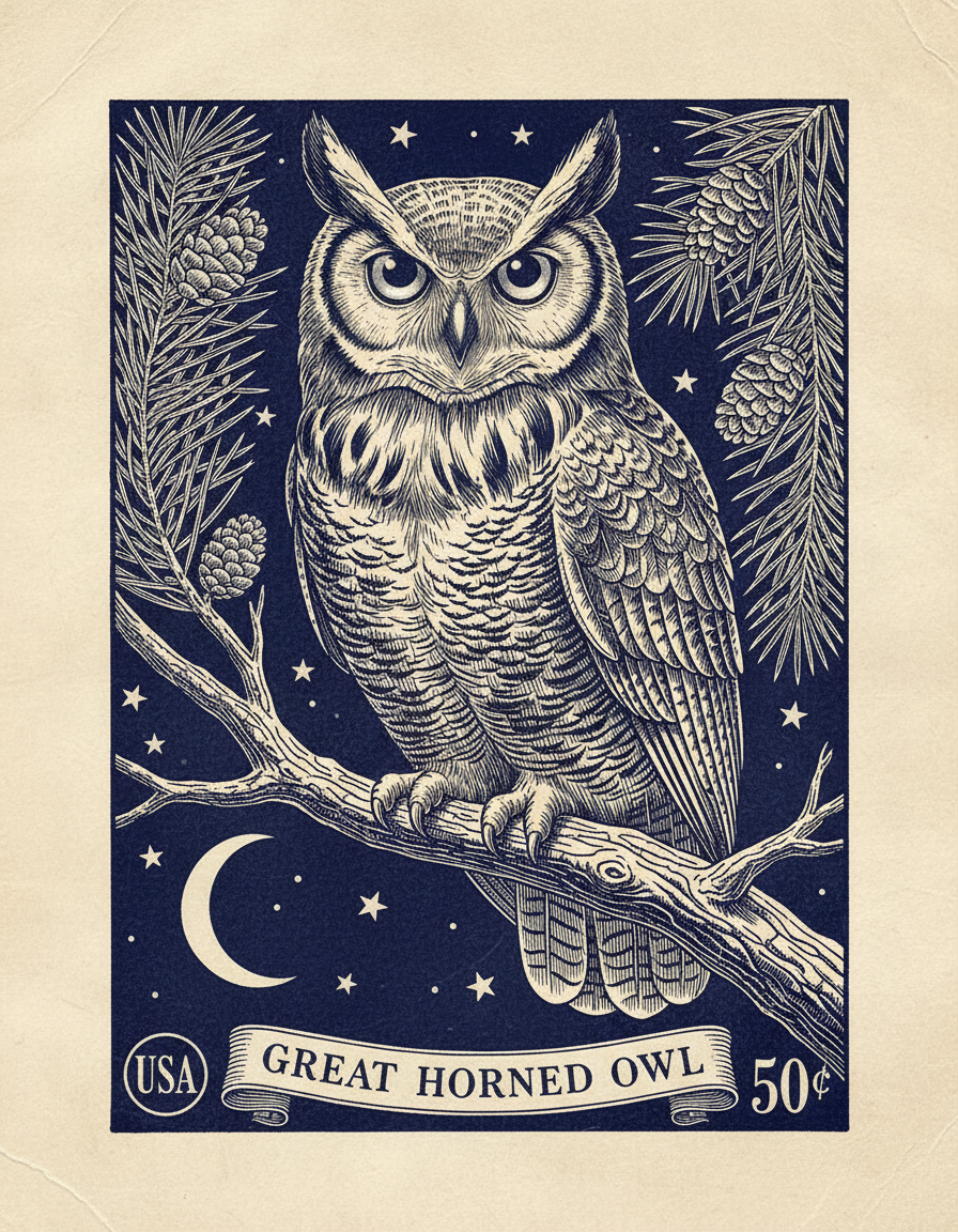 The Midnight Owl Stamp