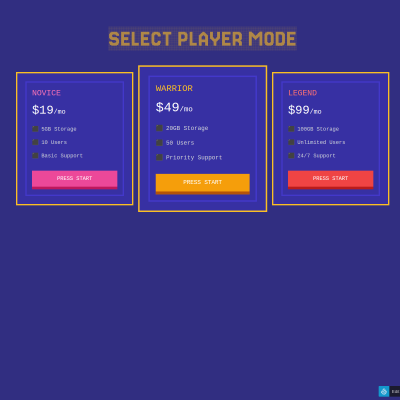 Pixel Pricing Table - DD3