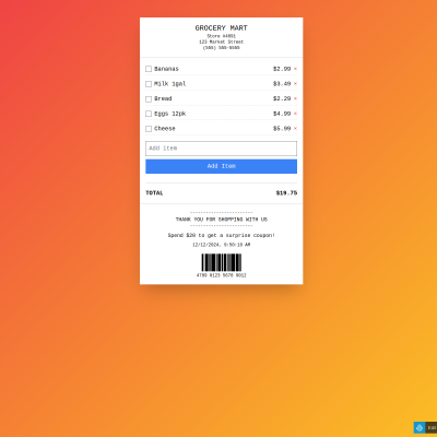 Grocery Receipt Generator