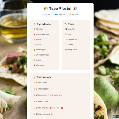Recipe card